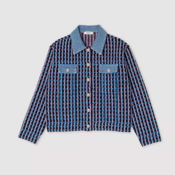 Sandro - Denim and tweed coatigan - Picture 2 of 9